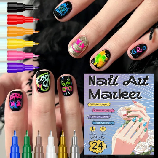 🔥Last Day 49% OFF💅✨Dual-Tip Nail Art Marker Pen Set– for Tire Painting,  & Manicure🎨For Adults, Kids and Pets.