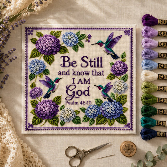 🔥Last Day 49% OFF💥Free shipping - Hummingbird Garden Faith Cross Stitch Kit