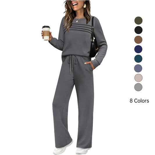 🔥LAST DAY SALE 70% OFF👍✨Women's Long Sleeve Loose-Fitting Casual Solid  Lounge Pants Set