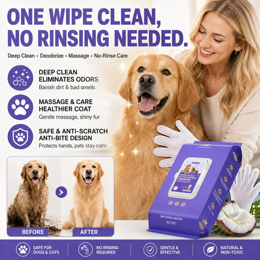 🥳2026 HOT SALE🥳💞50K+ SOLD!🍃 50% OFF!🐾PETS Deodorizing Cat & Dog Grooming Glove Wipes🐾