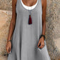 ⏰LAST DAY SALE ONLY ￡12.99!!💃Women's Casual Loose Sleeveless Fake Two Piece Tank Dress