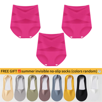 💖Last Day-Buy 1 Get 3 PacksSize High-Waist Cross Tummy Control Panties🎁Free socks Today💖Plus-!!