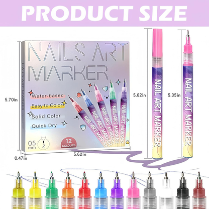 🥳2026 HOT SALE🥳⏰LAST WEEK SPECIAL PRICE: ￡9.99!!⏳Nail Art Marker Pens | 12 Color Set