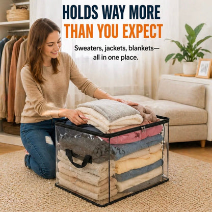 ⏰LAST DAY BUY 2 GET 1 FREE!!💕HomeVault™🇬🇧 Transparent Storage Bag – Large, Dust & Moisture-Proof with Handle✨Ultimate All-in-One Organizer for Clothes, Toys, Books, Stuffed Animals & Absolutely Everything! 🧸📚👕🧦