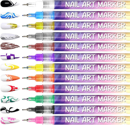 ⏳LAST DAY SALE 50% OFF👍-🎨12 Colors Nail Art Pens Set👧💅 Safe, easy & washable for kids, girls and pets.
