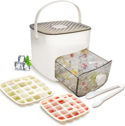 🥳2026 HOT SALE 50% OFF! 🥳💞50K+ SOLD!💥🥤🧊 Ice Cube Maker with Storage – 48 cubes at once, leak‑proof lid