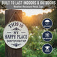 🔥Last Day Special Price £9.99💐Rustic Metal "This Is My Happy Place" Welcome Sign 🌿 – Vintage Round Wall Plaque for Porch, Garden, Home or Cafe ☕ | Waterproof Outdoor & Indoor Decor