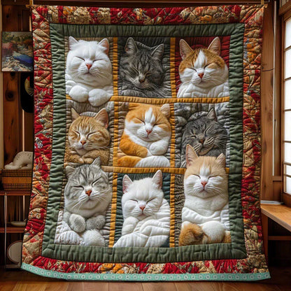 🎁LAST DAY SALE 50% OFF! 🐱💤 Cozy 9‑Panel Sleeping Cats Blanket – Ultra‑Soft Flannel, Reversible Design✨