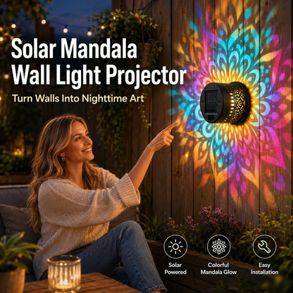 🔥This Week's Special Price ￡8.99 !!!🌞💡Solar Mandala Wall Light Outdoor Garden Fence Projector Lamp Patio Ambient Decor✨