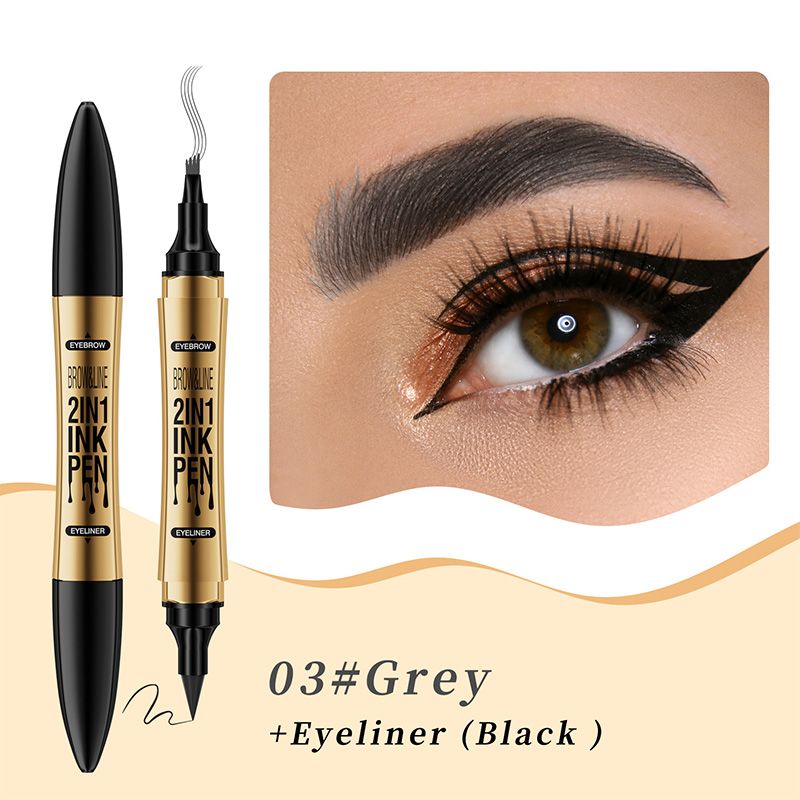 2-in-1 Waterproof Magic 4-fork Eyebrow Pen & Eyeliner-12