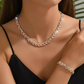 Adjustable Rhinestone Leaf Link Necklace & Bracelet Set