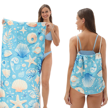 2026 ⭐New Arrival🥳LIMITED TIME 50% OFF!🏖️2-in-1 Convertible Beach Towel & Drawstring Backpack