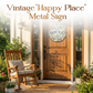 🔥Last Day Special Price £9.99💐Rustic Metal "This Is My Happy Place" Welcome Sign 🌿 – Vintage Round Wall Plaque for Porch, Garden, Home or Cafe ☕ | Waterproof Outdoor & Indoor Decor