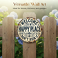 🔥Last Day Special Price £9.99💐Rustic Metal "This Is My Happy Place" Welcome Sign 🌿 – Vintage Round Wall Plaque for Porch, Garden, Home or Cafe ☕ | Waterproof Outdoor & Indoor Decor