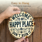 🔥Last Day Special Price £9.99💐Rustic Metal "This Is My Happy Place" Welcome Sign 🌿 – Vintage Round Wall Plaque for Porch, Garden, Home or Cafe ☕ | Waterproof Outdoor & Indoor Decor