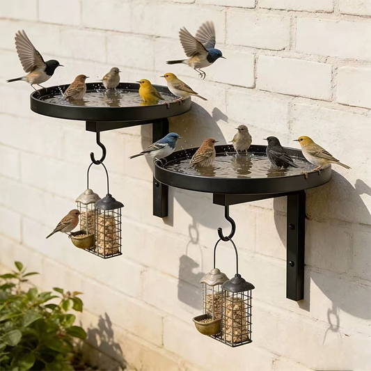 🎁💥LAST DAY SALE 50% OFF!!🥳Wall-Mounted Metal Bird Bath – Antique Bronze Finish 🐦🛁🧱🏡