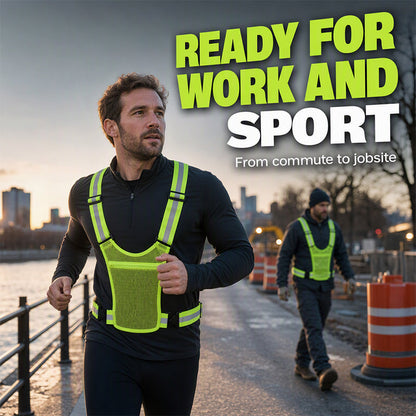 📢📢 50% OFF !! ⏰High Visibility Reflective Vest Adjustable Safety Running Gear with Pocket