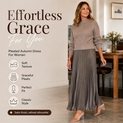 💖2026 Autumn’s Hot Sale 70% OFF✨Effortless Elegance | Women's Pleated Round-Neck Maxi Dress 🌟