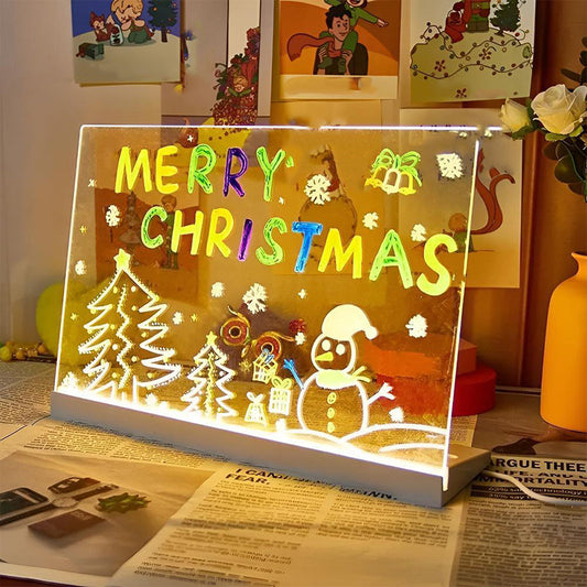 ✨ Magic Glowing LED Drawing Board! ✨ Erasable Light-Up Acrylic Drawing Board with Stand