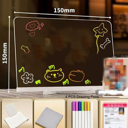 ✨ Magic Glowing LED Drawing Board! ✨ Erasable Light-Up Acrylic Drawing Board with Stand