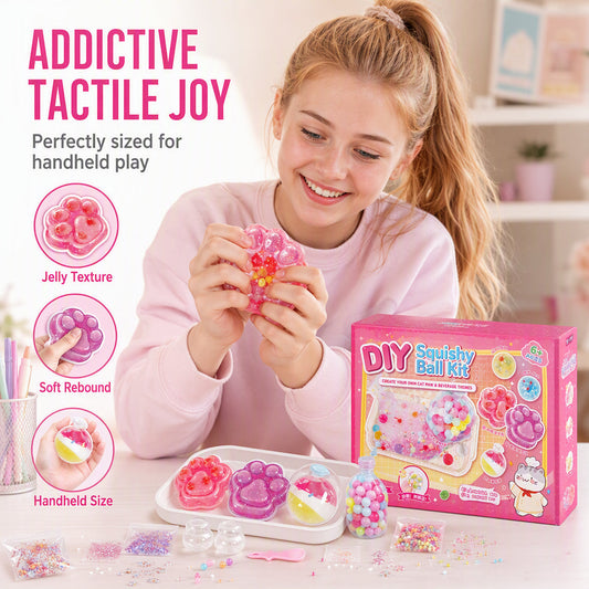 🥳 2026 HOT SALE – 50% OFF! 🐱🧊 DIY Fried Ice Squishy Toy Kit – Cat Paw Design, Crystal-Clear Sensory Fun 🎨✨ | From £16.99