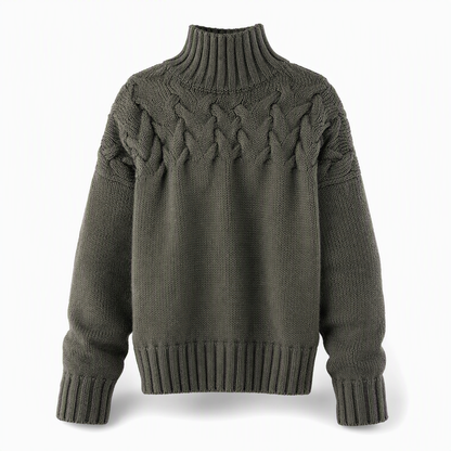 🧶 Cozy Cable-Knit Style | Turtleneck Pullover Sweater