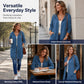Women Mid-Length Hooded Sweatshirt Jacket Casual Zip Up Cardigan Coat with Pockets