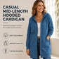 Women Mid-Length Hooded Sweatshirt Jacket Casual Zip Up Cardigan Coat with Pockets