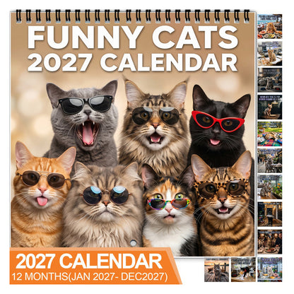 2027 Funny Cats Wall Calendar