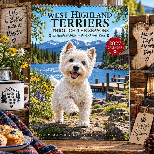 🏆 50% off for a limited time—special price of £7.99—today only!!! 💖🐾 2027 Westie Dog Wall Calendar – Spiral-Bound & Perfect Gift Idea for Dog Lovers 🐶✨