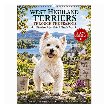 🏆 50% off for a limited time—special price of £7.99—today only!!! 💖🐾 2027 Westie Dog Wall Calendar – Spiral-Bound & Perfect Gift Idea for Dog Lovers 🐶✨
